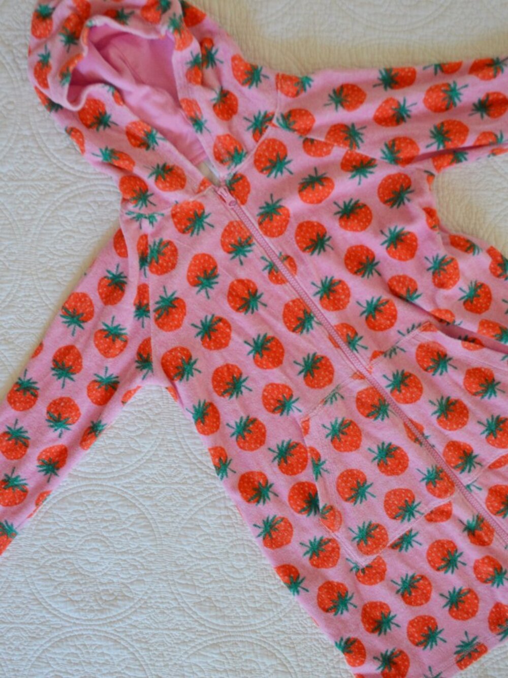 Girls' Hanna Andersson Strawberry Print Terry Swim Coverup Size 10 - Picture 8 of 11